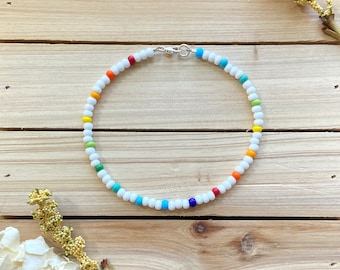 Tobillera con cuentas de confeti, tobillera de cuentas de semillas, tobillera de playa, pulsera de tobillo, tobillera boho