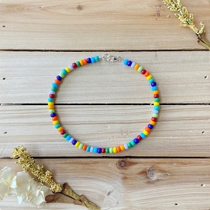 Multicolored Beaded Anklet, Colorful Anklet, Seed Bead Anklet, Ankle Bracelet, Beach Anklet