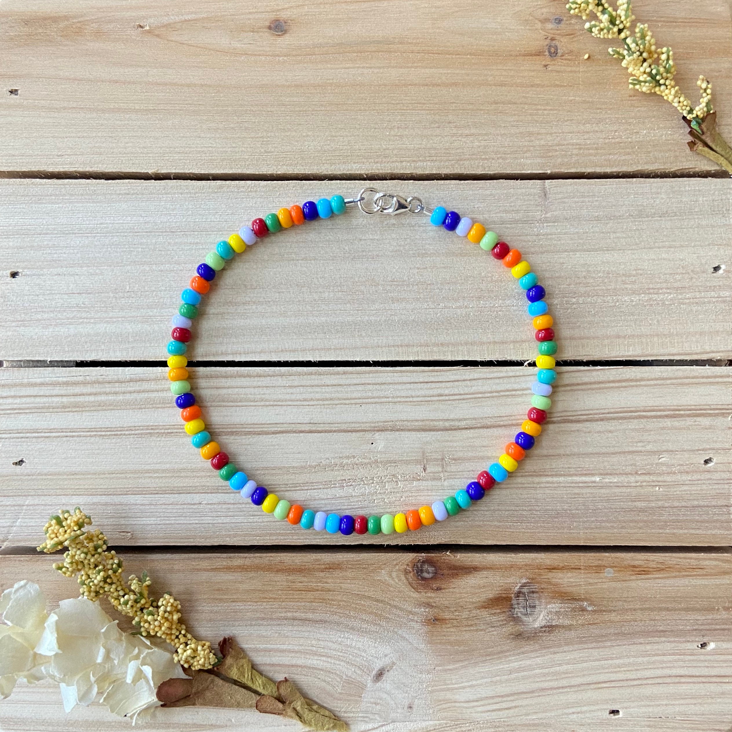 Multicolored Beaded Anklet Colorful Anklet Seed Bead Anklet - Etsy