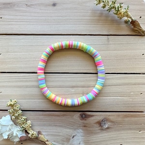 Neon Heishi Bead Bracelet, Stacking Bracelets, Stretch Bracelet, Trendy Bracelet, Heishi Bracelet, Beaded Bracelet