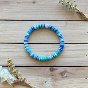 Blue Skies Heishi Bead Bracelet, Stacking Bracelets, Stretch Bracelet, Trendy Bracelet, Heishi Bracelet, Beaded Bracelet