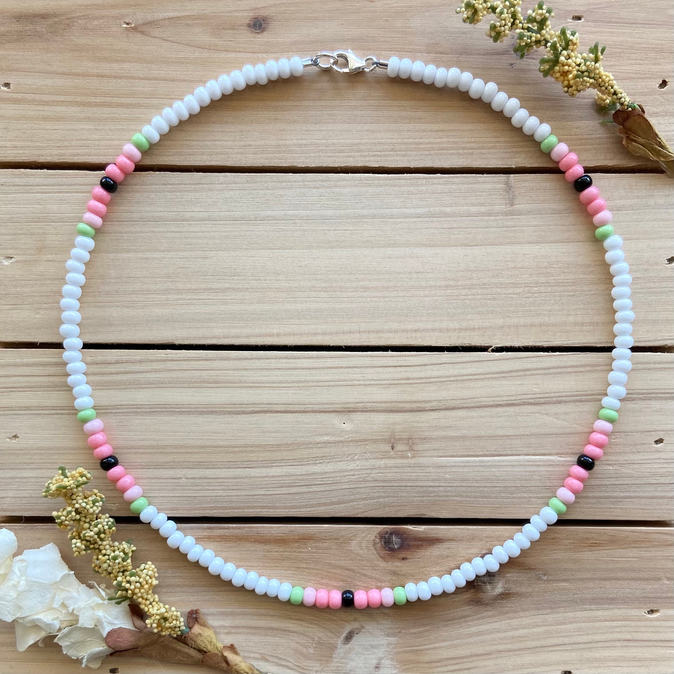 Watermelon Sugar Beaded Choker Seed Bead Necklace Beach Choker