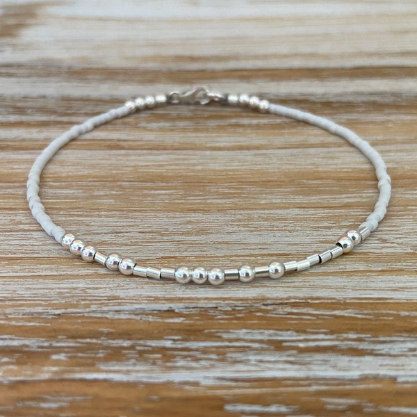 I Love you Morse Code Bracelet, Beaded Bracelet, Sterling Silver Morse Code Bracelet, Gift For Her, Anniversary Gift, Custom Morse Code