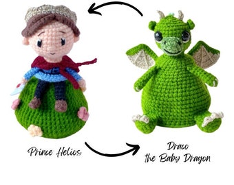 Reversible crochet PATTERN - Prince Helios and Draco