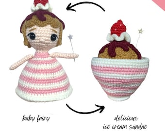 Reversible crochet PATTERN - Beatrice the Ice Cream Fairy