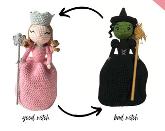 Reversible crochet PATTERN — Glinda and Elphaba Reversible Witches