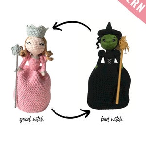 Reversible crochet PATTERN — Glinda and Elphaba Reversible Witches