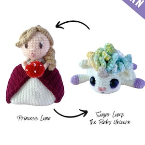 Reversible crochet PATTERN - Princess Luna and Sugar Lump