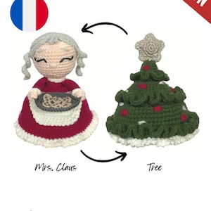 Reversible crochet PATTERN - Mrs. Santa Claus (En/Fr)