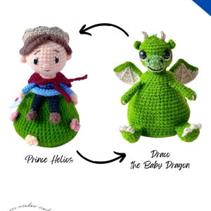 Reversible crochet PATTERN - Prince Helios and Draco