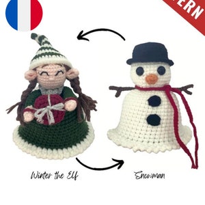 Reversible crochet PATTERN — Winter the Elf/Snowman (En/Fr)