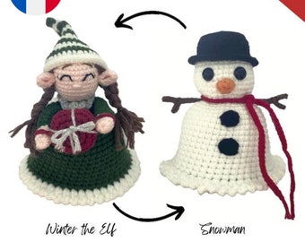 Reversible crochet PATTERN — Winter the Elf/Snowman (En/Fr)