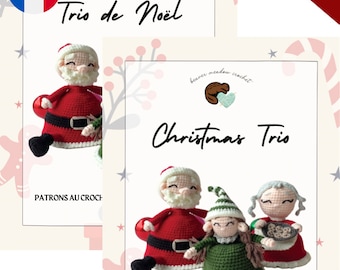 Reversible crochet PATTERN BUNDLE — Christmas Trio (En/Fr)