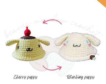 Reversible crochet PATTERN - Cute Puppies Reversible Pudding Teatime Friends