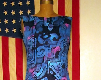 Blue Hawaii Amazing Mermaid Fit 60s Cocktail Dress Muumuu Vavavoom Tiki Bar Date