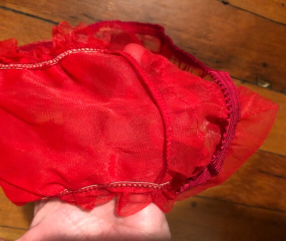 Hubba Hubba! Red Sheer Fluffy Chiffon Panties 50s… - image 5