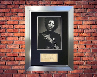 Jimi Hendrix - Classic Photograph & Autograph (Museum Grade Reproduction) Professionally Mounted Platinum Handmade Frame - Collectable/Gift