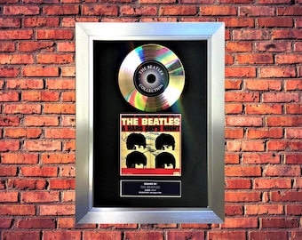 The Beatles "HELP" (V2)  RARE Unique PLATINUM Vinyl Cd Record And Autographed Cover- Platinum Frame - Unique Gift/Collectable