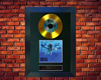 Nirvana "Nevermind" 30th Anniversary Gold Vinyl Cd Record And Autographed Cover Mounted And Framed - Unique Collectable/Gift