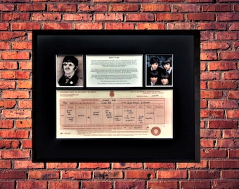 Ringo Starr - The Beatles - Rare Certified UK Birth Certificate (UK Government Issued) Museum Grade Reproduction - Mounted And Framed