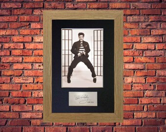 Elvis Presley "Jailhouse Rock" Classic Photograph/Autograph (Museum Grade Reproduction) Mounted In Oak Veneer Style Frame- Collectable/Gift