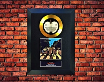 The Beatles "Abbey Road " 50th Anniversary Gold Vinyl Cd Record And Autographed Cover Mounted And Framed - Unique Collectable/Gift