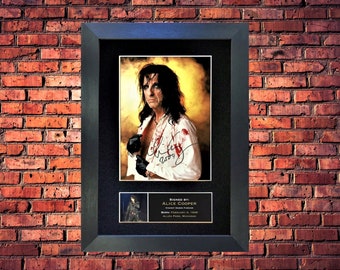 Alice Cooper - Iconic Autographed Photograph (Museum Grade Reproduction) Professionally Mounted/Custom Handmade Frame - Collectable/Gift