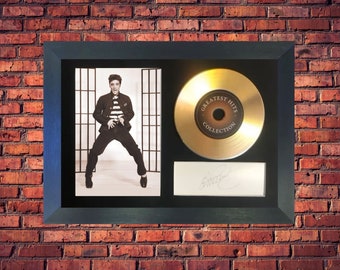 Elvis Presley "Jailhouse Rock" 50th Anniversary Gold Vinyl Cd Record /Autograph /Photograph Mounted And Framed - Unique Collectable/Gift