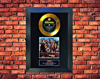 The Beatles "Sgt Pepper" 50th Anniversary Gold Vinyl Cd Record And Autographed Cover Mounted And Framed - Unique Collectable/Gift