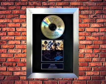 The Eagles "Hotel California" Vintage PLATINUM Commemorative Featuring ORIGINAL Vintage CD + Autographed Album Cover- Platinum Frame