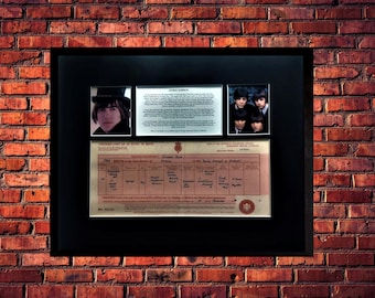 George Harrison - The Beatles - Rare Certified UK Birth Certificate (UK Government Issued) Museum Grade Reproduction - Mounted And Framed
