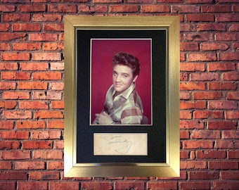 Elvis Presley -Vintage Portrait Photograph And Autograph (Museum Grade Reproduction) Mounted In A Brushed Gold Frame - Collectable/Gift