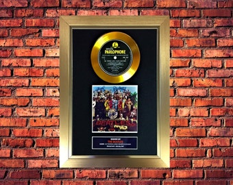 The Beatles "Sgt Pepper" 50th Anniversary Gold Vinyl Cd Record And Autographed Cover Mounted In A GOLD Frame- Unique Collectable/Gift