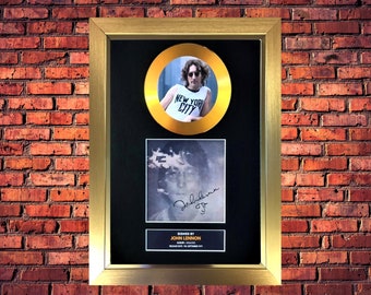 John Lennon "Imagine" Commemorative GOLD Vinyl Cd Record & Autographed Cover Mounted In A GOLD Frame - Unique Collectable/Gift