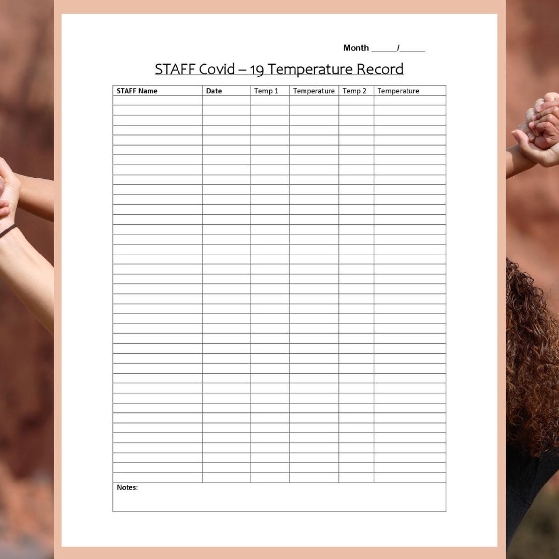 Staff Temperature Log Twice Daily Daycare Printable Etsy