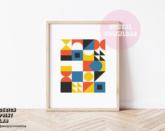 Décoration murale couleurs primaires, inspiration BAUHAUS, formes minimales