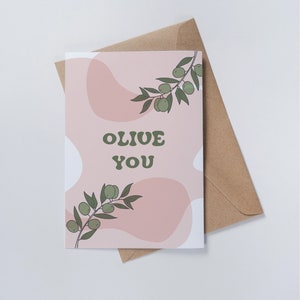 OLIVE YOU - Punny Valentine&#39;s Day Card, Print at Home