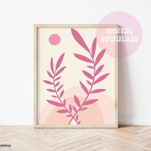 Pink abstract art, Nature inspired wall art