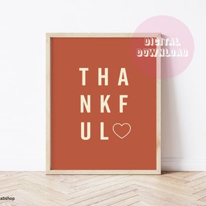THANKFUL - terracotta wall art, apartment decor, printables