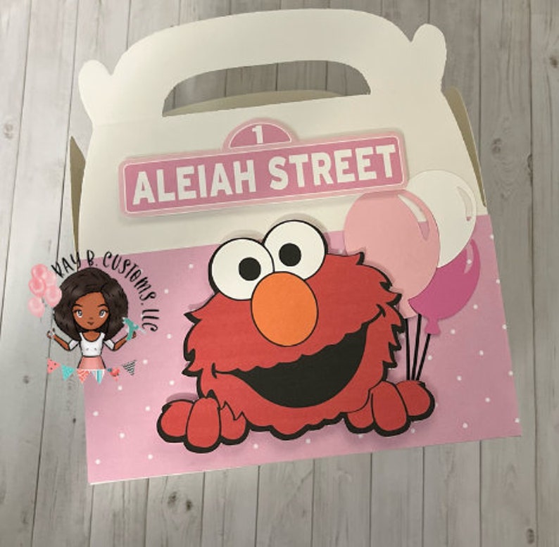 Girly Elmo Favor Boxes Elmo Birthday Decorations Elmo Party Favors Etsy