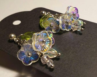 Mini holographic flower bouquet earrings