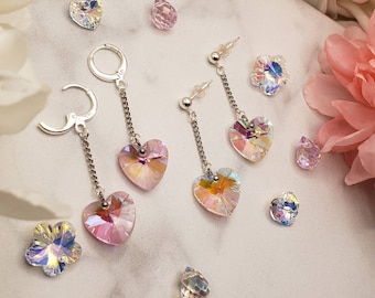 Crystal heart drop earrings