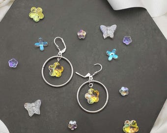 Flower hoop earrings