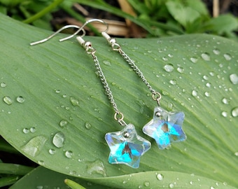 Crystal star drop earrings Hand made jewelry