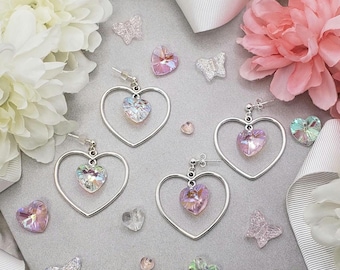 Heart Hoop Earrings: Crystal Statement Earrings (2in)