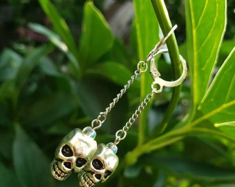 Small metal skull drop earrings Hand made gothic jewelry