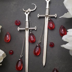 Gothic sword drop earrings