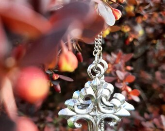 Large hand made gothic metal cross earrings