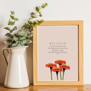 Beloved Poster, Painting, Encouragement, Christian Office Decor, Minimalist Wall Art, Inspirational Poster, Printable Wall Art,