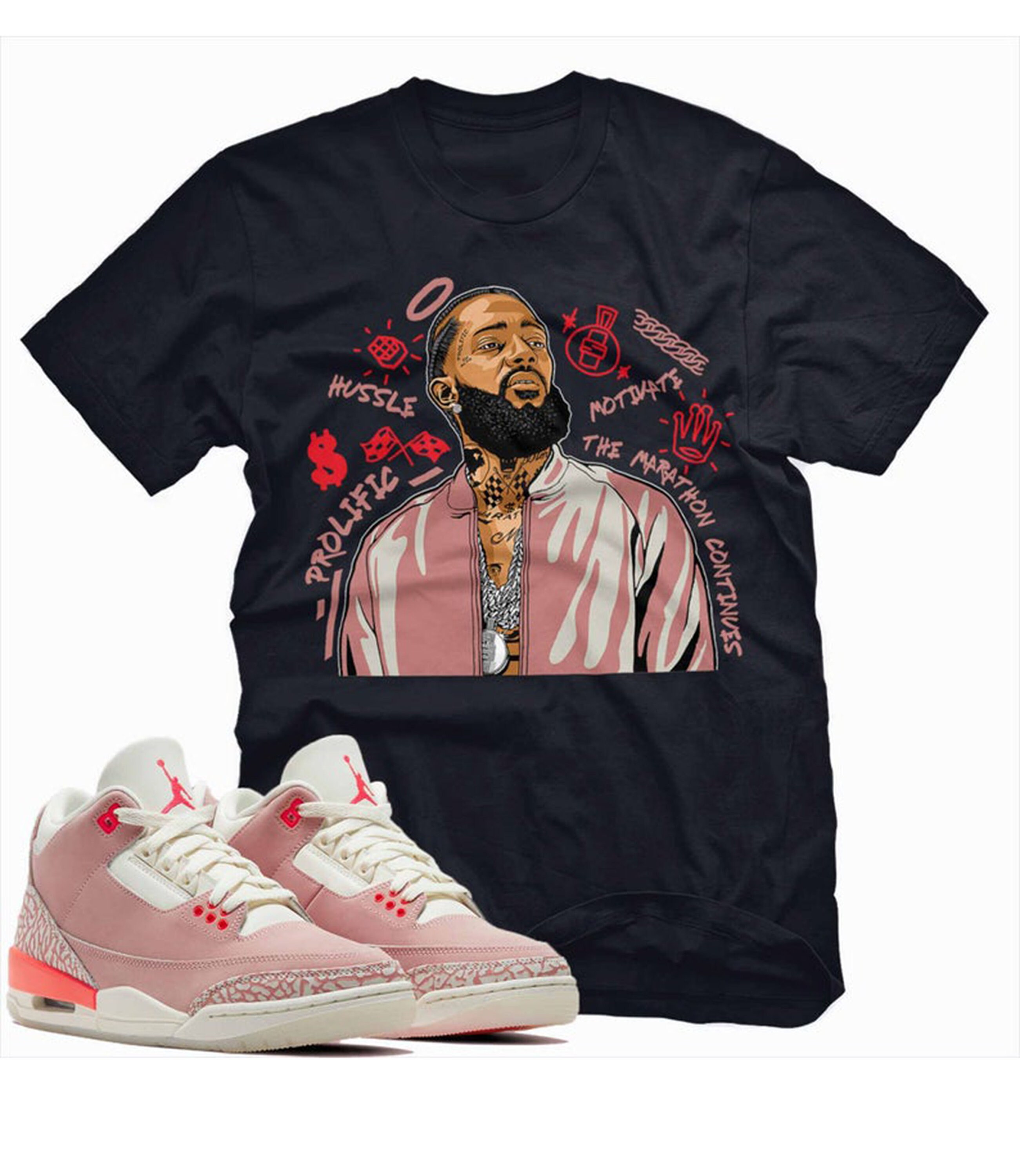 Jordan 3 Rust Pink T Shirt Nipsey Forever Fly Unisex Tee | Etsy